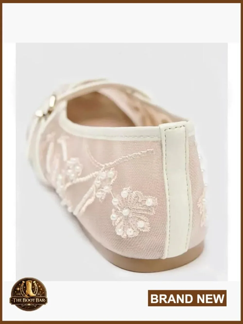 Mesh Ballet Flats for Women - Slip On Floral Embroidered Mary Jane Flats -